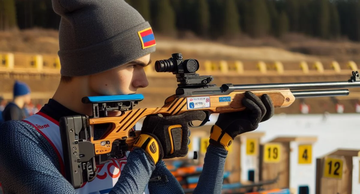 Biathlon, biegi narciarskie, Mistrzostwa młodzików biathlonie sprinty - zdjęcie, fotografia