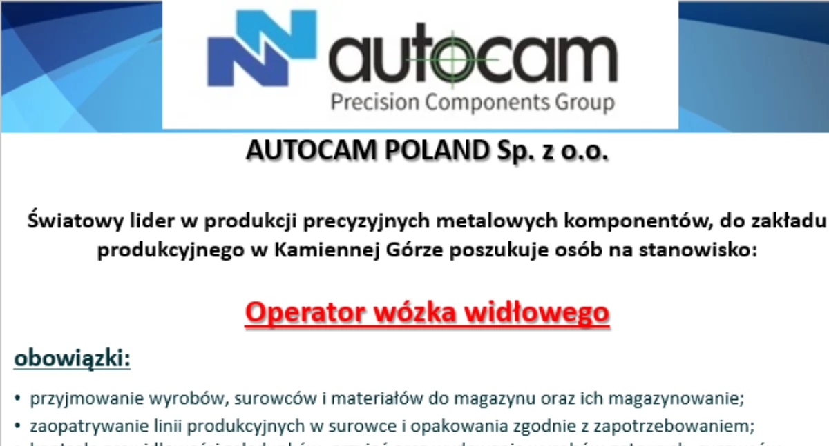 Współpraca, Oferta pracy operator wózka widłowego - zdjęcie, fotografia