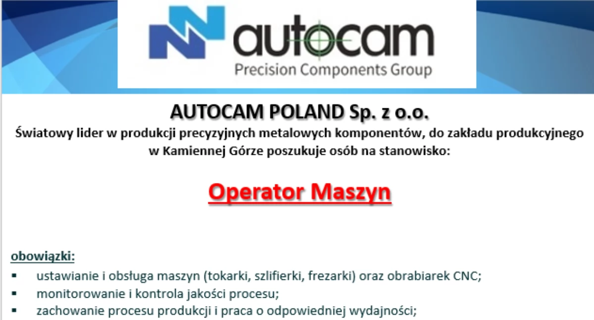 Współpraca, Oferta pracy operator maszyn - zdjęcie, fotografia