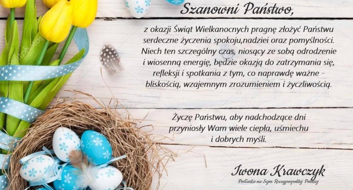 Życzenia, Życzenia posłanka Iwona Krawczyk - zdjęcie, fotografia