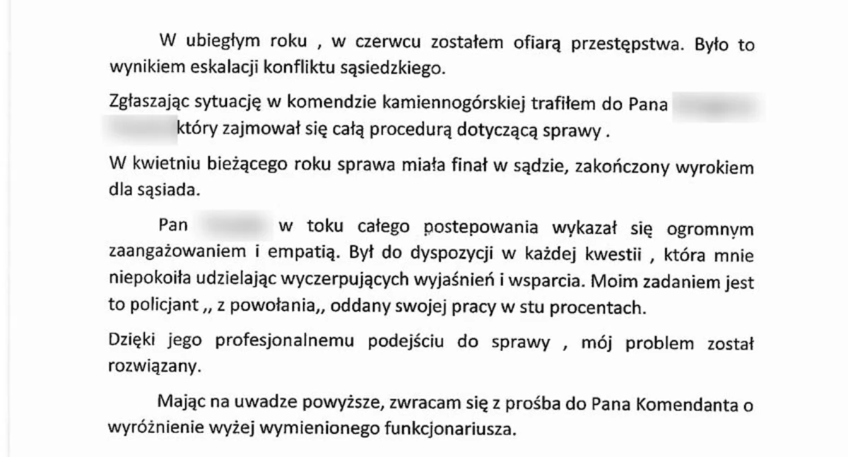 Policja, Podziękowanie policjanta - zdjęcie, fotografia