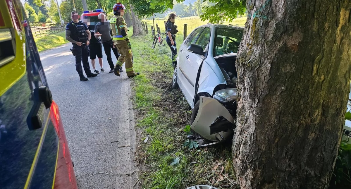 Wypadki, Zablokowana droga MIszkowicach - zdjęcie, fotografia