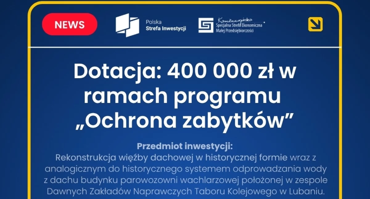 Z urzędów, Dotacja remont dachu parowozowni - zdjęcie, fotografia