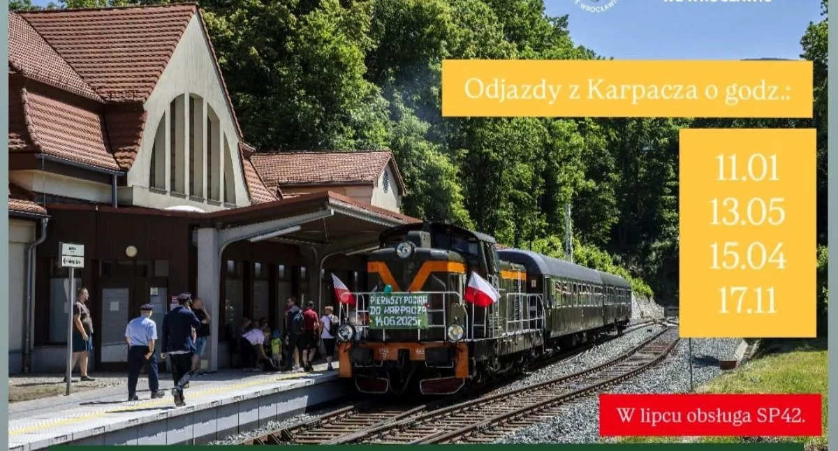 Turystyka, Wakacyjny pociąg retro - zdjęcie, fotografia