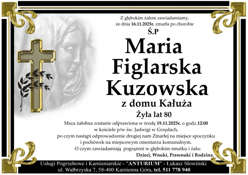 Maria Figlarska Kuzowska z domu Kałuża